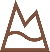 Abstract mountain logo with wavy line.