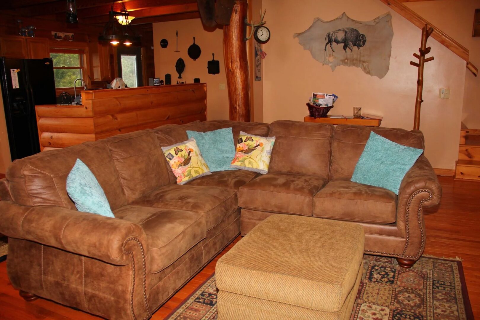 Cozy rustic living room with corner sofa.